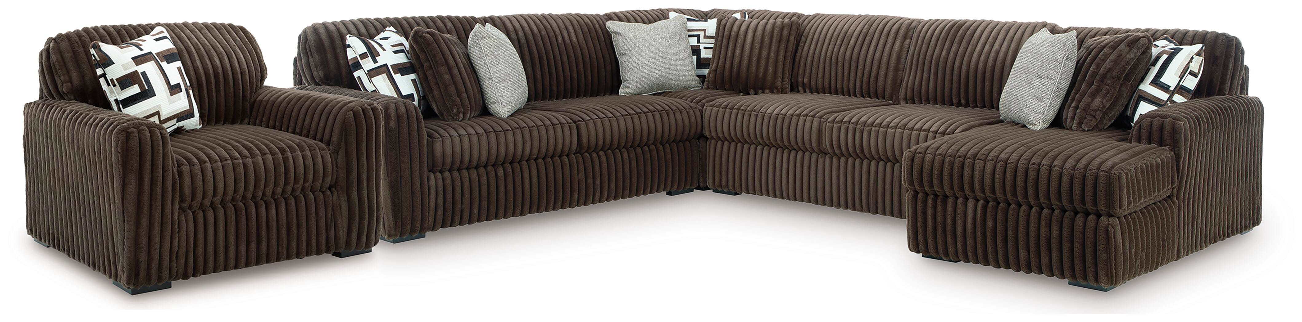 J&M Furniture - Ashley Furniture - Midnight-Madness 4-Piece Sectional and Oversized Chair - 4-Piece Sectional and Oversized Chair - 98104S27