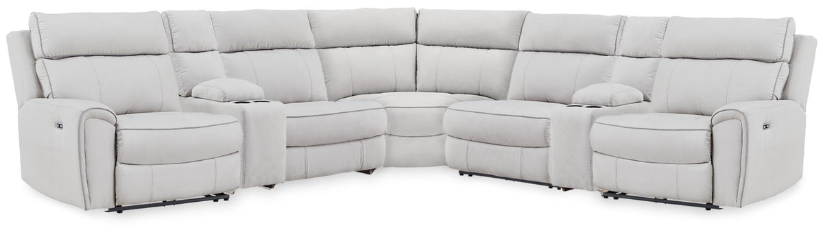 J&M Furniture - Ashley Furniture - Social Pointe 7-Piece Reclining Sectional with Storage Consoles - 7-Piece Reclining Sectional with Storage Consoles - PC98802S34