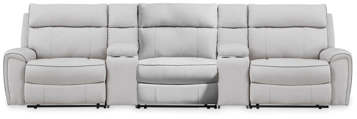 J&M Furniture - Ashley Furniture - Social Pointe 5-Piece Reclining Sectional with Storage Consoles - 5-Piece Reclining Sectional with Storage Consoles - PC98802S39