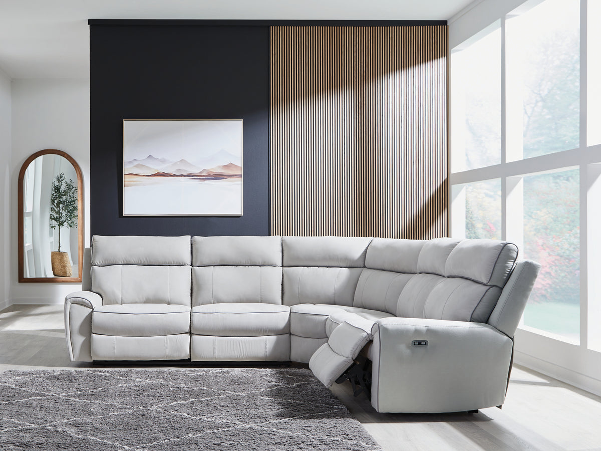 J&M Furniture - Ashley Furniture - Social Pointe 5-Piece Power Reclining Sectional - 5-Piece Power Reclining Sectional / Pearl/Ash - PC98802S8