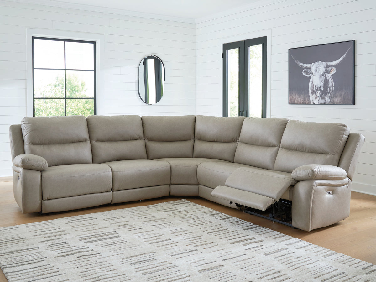 J&M Furniture - Ashley Furniture - Narwhal Place 5-Piece Power Reclining Sectional - 5-Piece Power Reclining Sectional / Pebble - PC99201S8