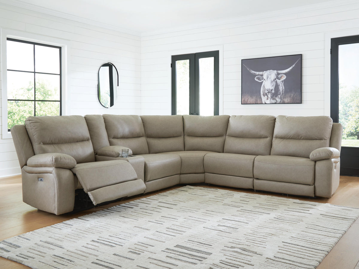 J&M Furniture - Ashley Furniture - Narwhal Place 6-Piece Reclining Sectional with Storage Console - 6-Piece Reclining Sectional with Storage Console - PC99201S36