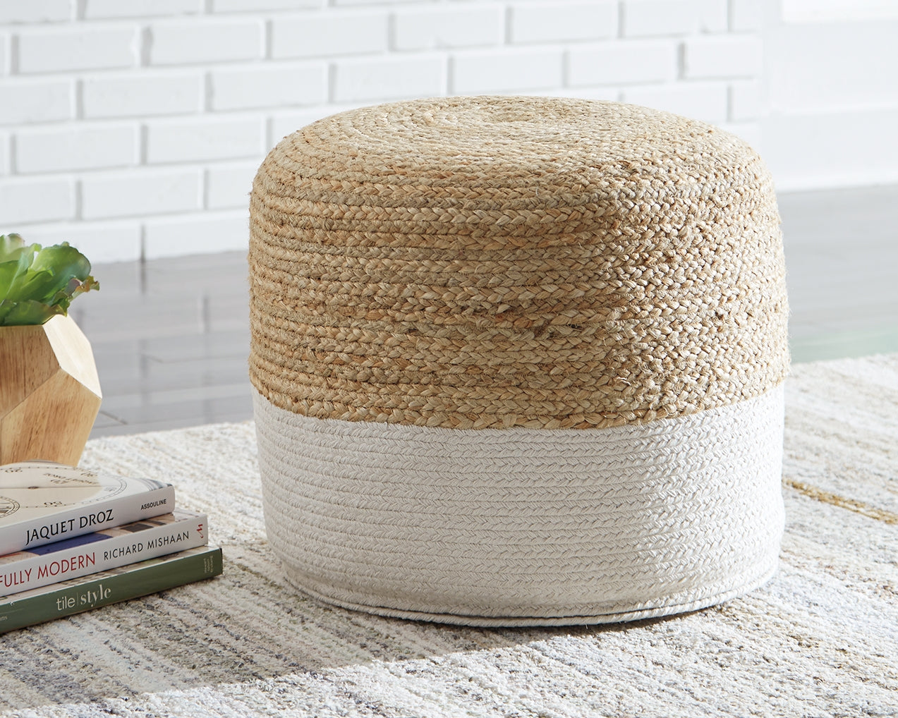 J&M Furniture - Ashley Furniture - Sweed Valley Pouf - Pouf / Natural/White - A1000420