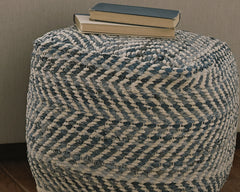 J&M Furniture - Ashley Furniture - Chevron Pouf - Pouf / Blue - A1000445
