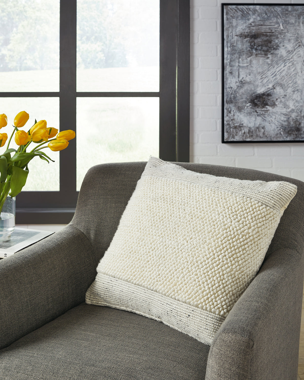 J&M Furniture - Ashley Furniture - Rowcher Pillow - Pillow / Gray/White - A1001004P