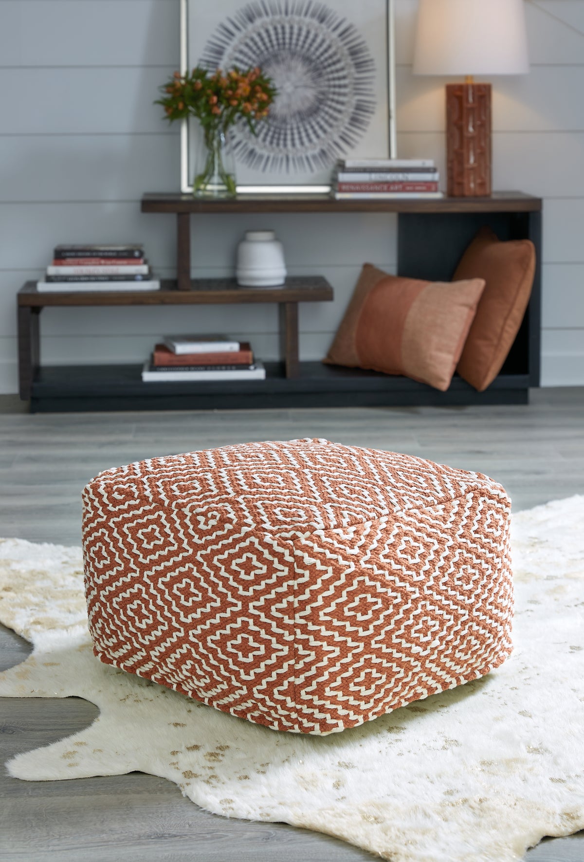J&M Furniture - Ashley Furniture - Brynnsen Pouf - Pouf / Teal/Ivory - A1001055