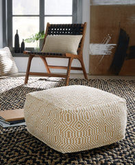 J&M Furniture - Ashley Furniture - Adamont Pouf - Pouf / Tan/Ivory - A1001059