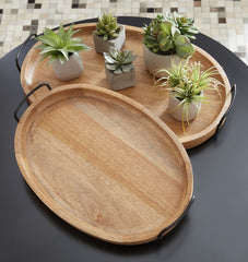 J&M Furniture - Ashley Furniture - Jocelyne Tray (Set of 2) - Tray Set (Set of 2) / Brown/Black - A2000455