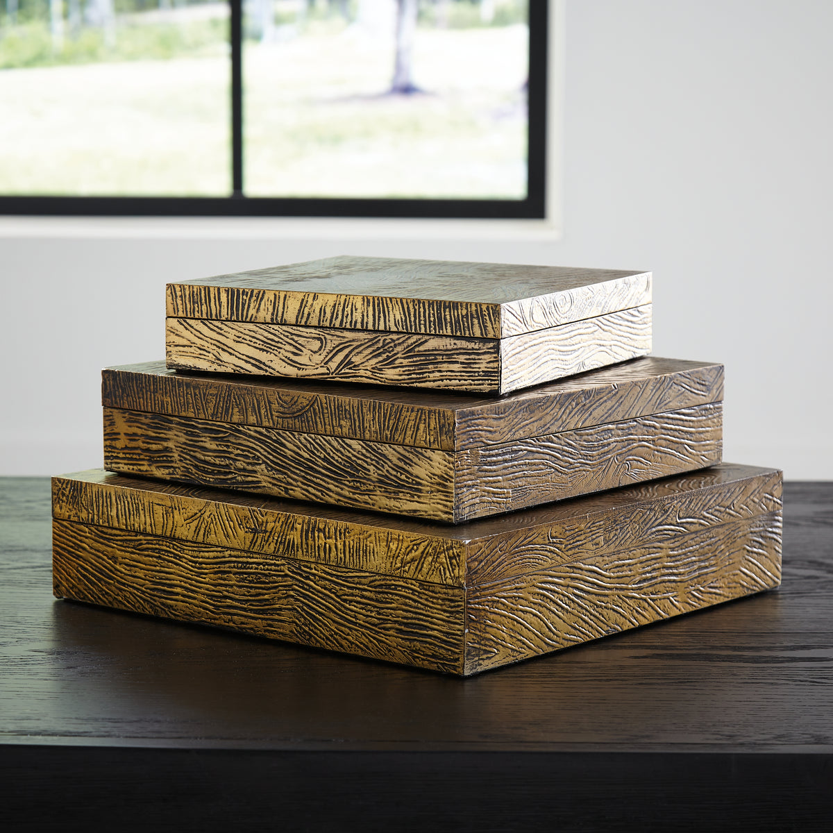 J&M Furniture - Ashley Furniture - Keldy Box (Set of 3) - Box Set (3/CN) / Antique Brass Finish - A2000490