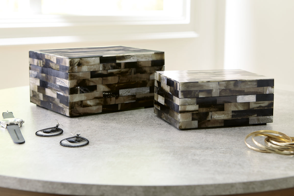 J&M Furniture - Ashley Furniture - Ellford Box (Set of 2) - Box Set (Set of 2) / Black/Brown/Cream - A2000596