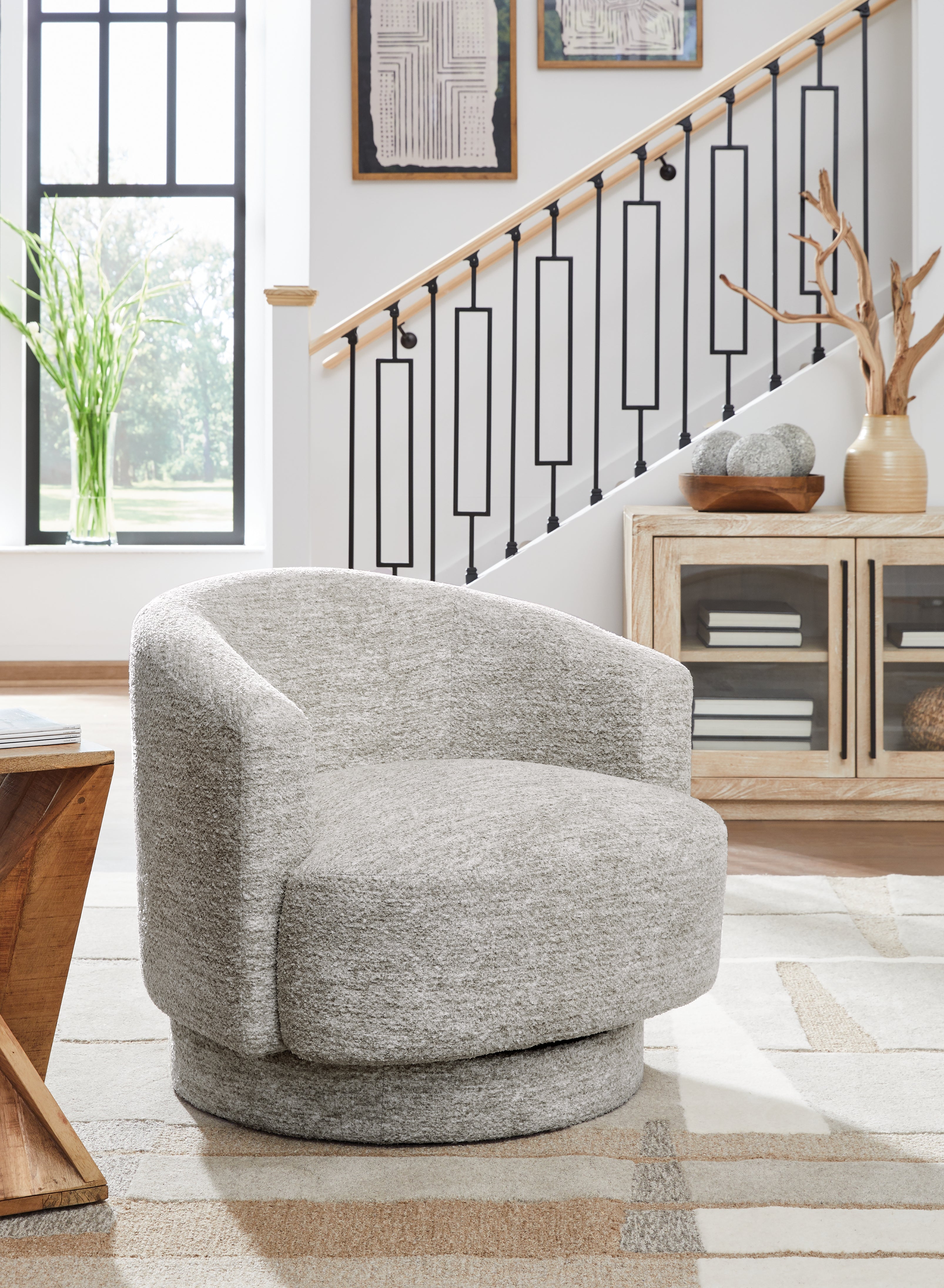 J&M Furniture - Ashley Furniture - Wardsor Swivel Accent Chair - Swivel Accent Chair / Stone - A3000731