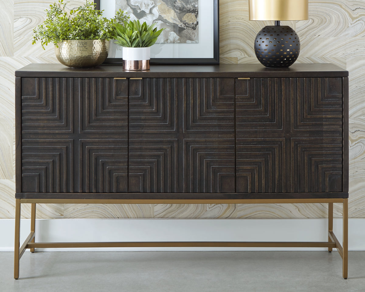 J&M Furniture - Ashley Furniture - Elinmore Accent Cabinet - Accent Cabinet / Brown/Gold Finish - A4000316