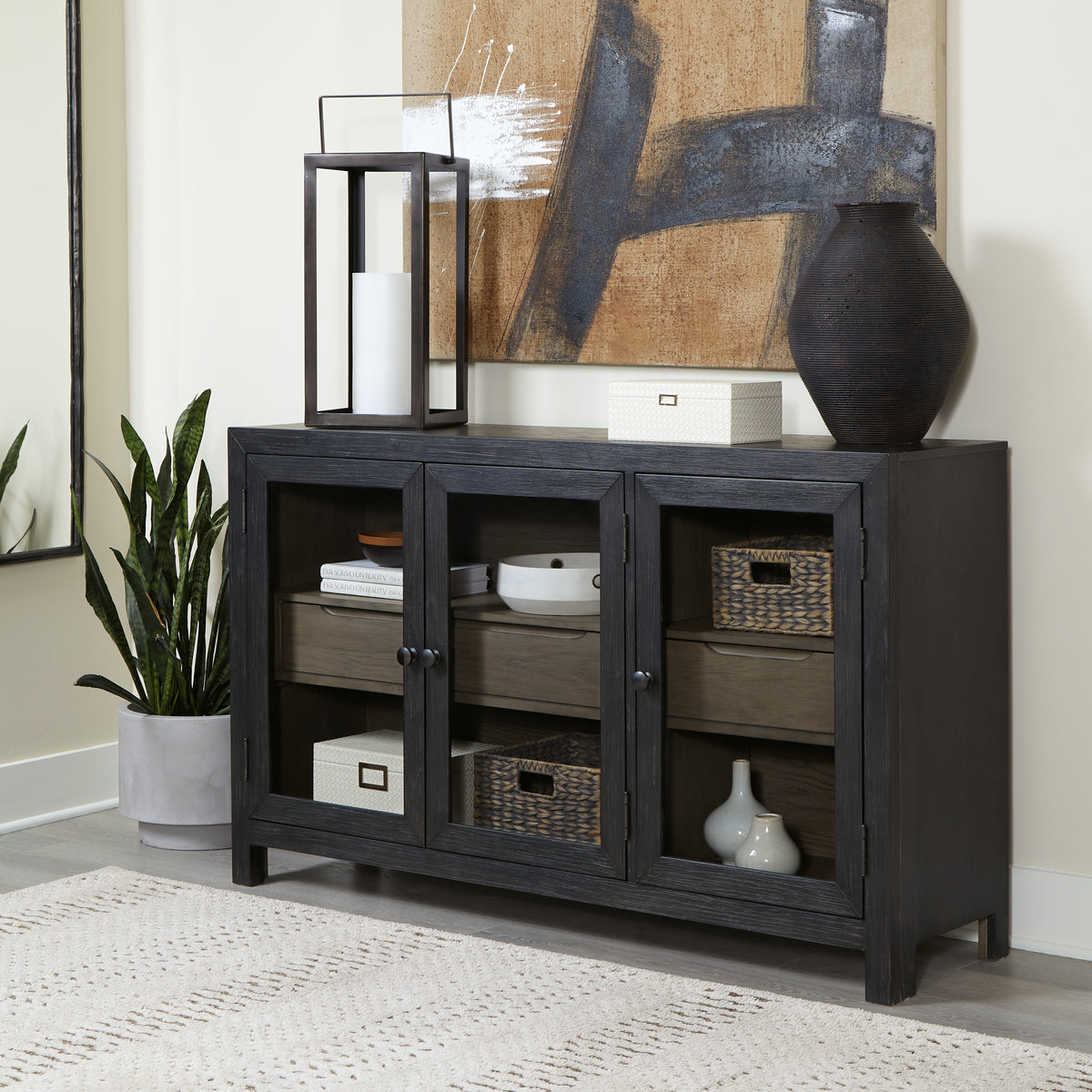 J&M Furniture - Ashley Furniture - Lenston Accent Cabinet - Accent Cabinet / Black/Gray - A4000508