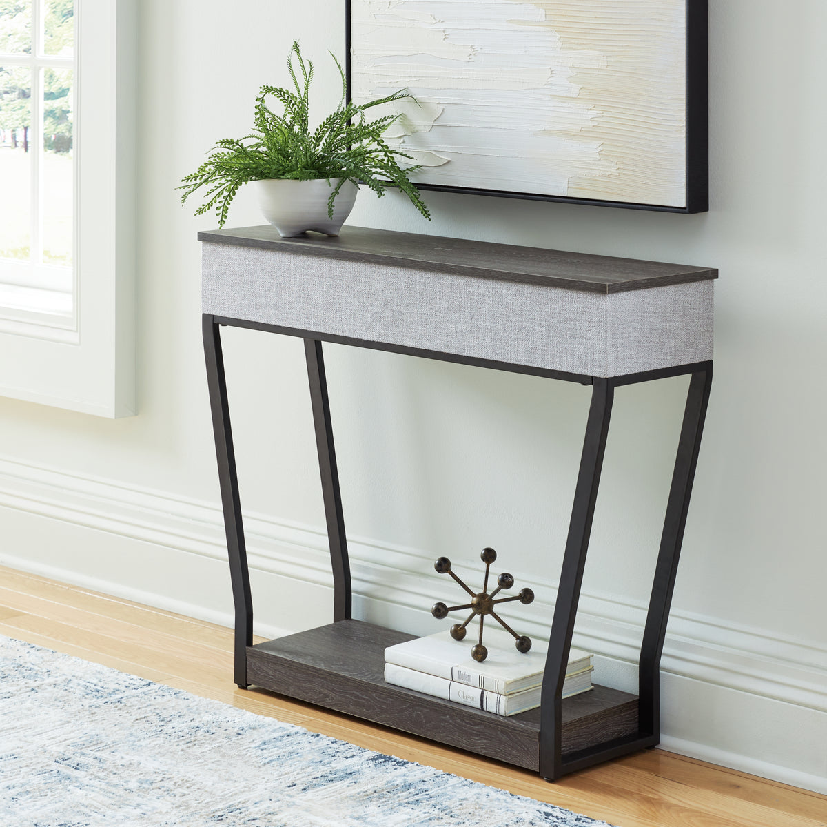 J&M Furniture - Ashley Furniture - Sethlen Console Sofa Table with Speaker - Console Sofa Table w/Speaker / Gray/Black - A4000640