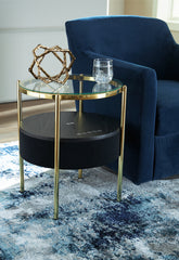 J&M Furniture - Ashley Furniture - Nedman Accent Table with Speaker - Accent Table with Speaker / Black/Gold Finish - A4000669