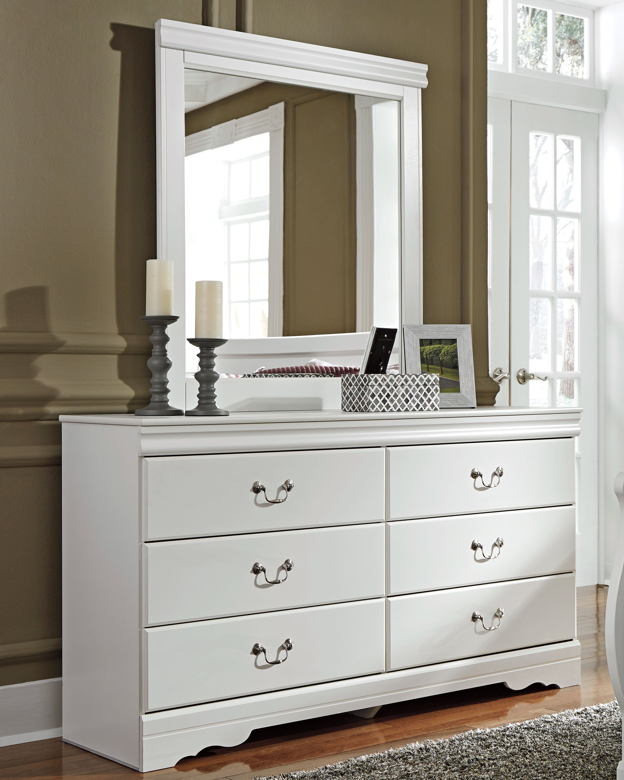 J&M Furniture - Ashley Furniture - Anarasia Dresser and Mirror - Dresser and Mirror / White - B129B3