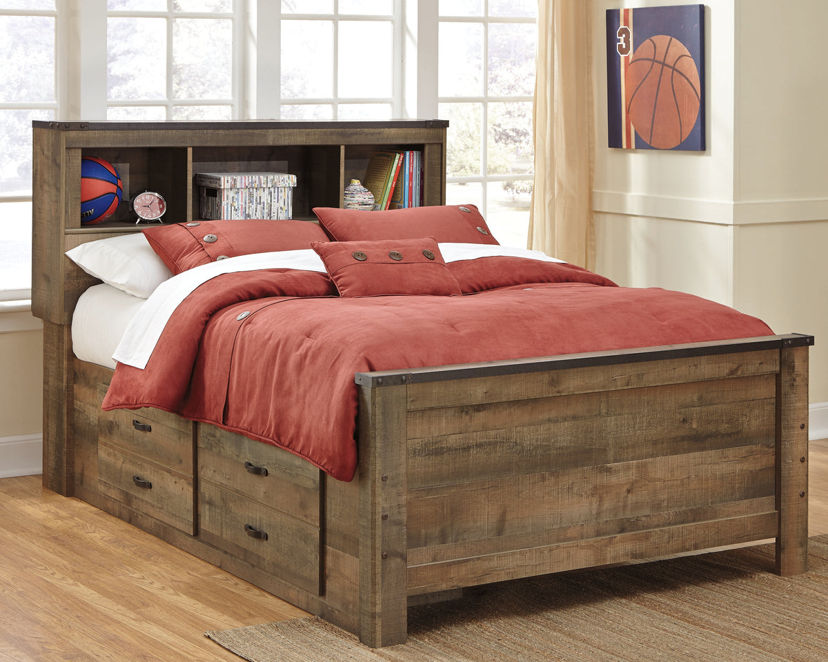 J&M Furniture - Ashley Furniture - Trinell Full Panel Bed with 2 Storage Drawers - Full Panel Bed with 2 Storage Drawers / Brown - B446B10