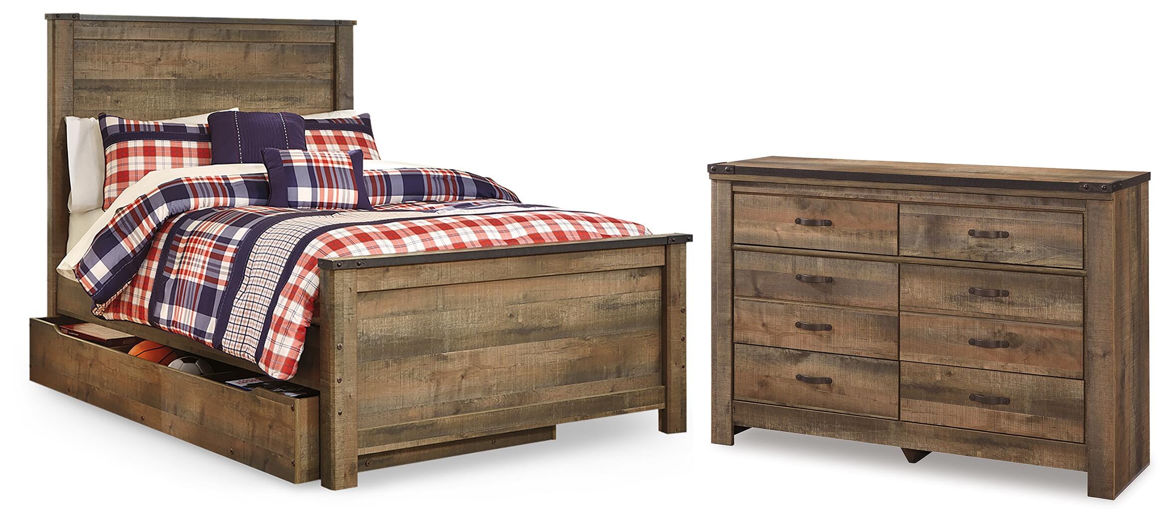 J&M Furniture - Ashley Furniture - Trinell Full Panel Bed with Storage and Dresser - Full Panel Bed with Storage and Dresser - B446B93