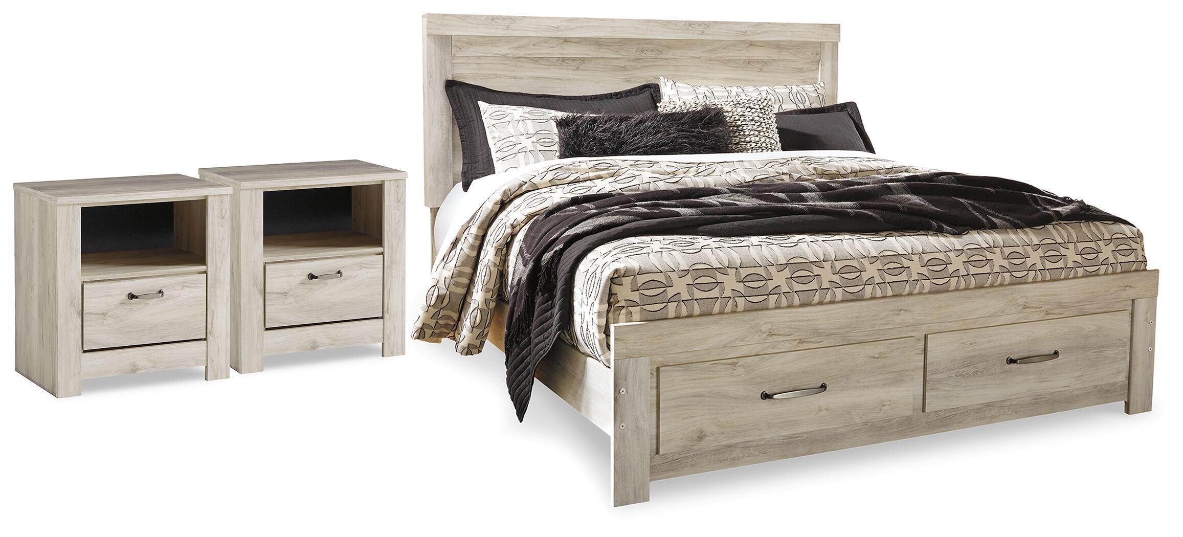J&M Furniture - Ashley Furniture - Bellaby King Storage Bed and 2 Nightstands - King Storage Bed and 2 Nightstands - B331B23