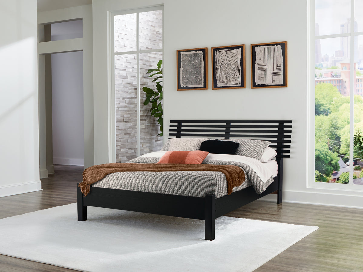 J&M Furniture - Ashley Furniture - Danziar Queen Slat Panel Bed - Queen Slat Panel Bed / Black - B1013B1
