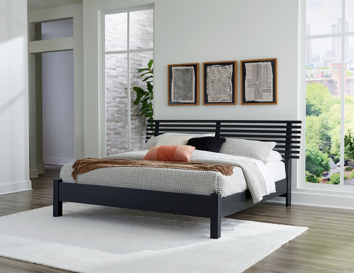 J&M Furniture - Ashley Furniture - Danziar King Slat Panel Bed - King Slat Panel Bed / Black - B1013B6