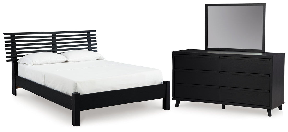 J&M Furniture - Ashley Furniture - Danziar Full Panel Slat Bed, Dresser and Mirror - Full Panel Slat Bed, Dresser and Mirror - B1013B21