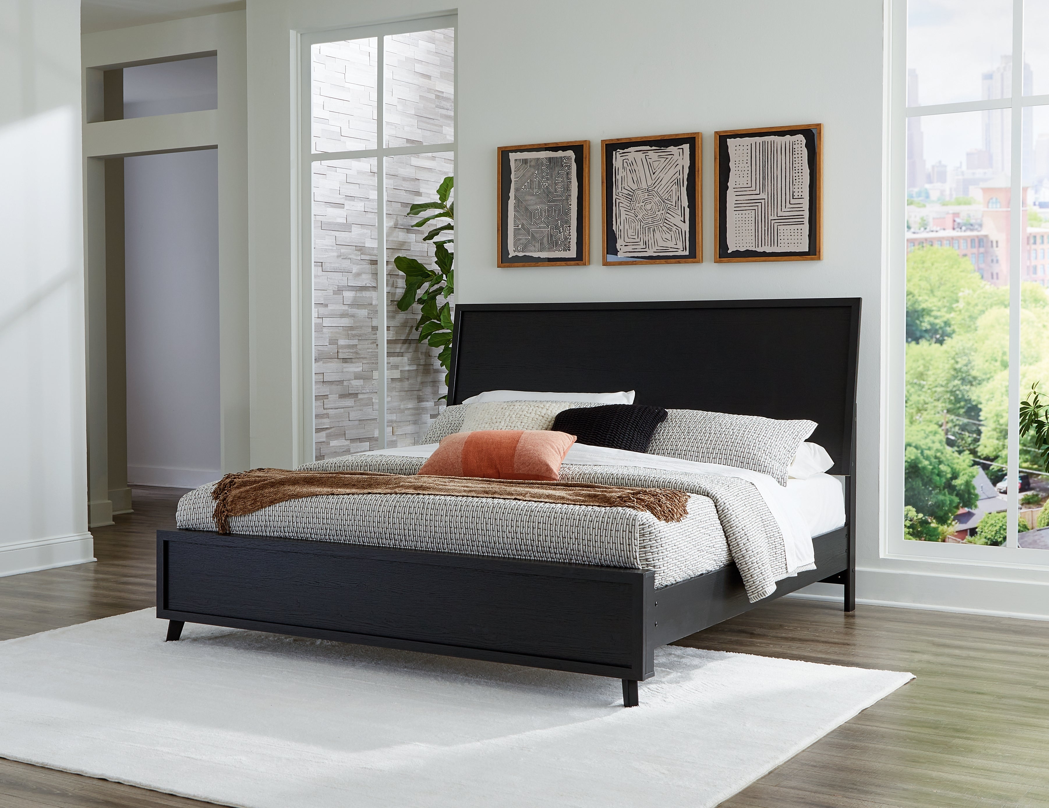 J&M Furniture - Ashley Furniture - Danziar King Panel Bed - King Panel Bed / Black - B1013B7