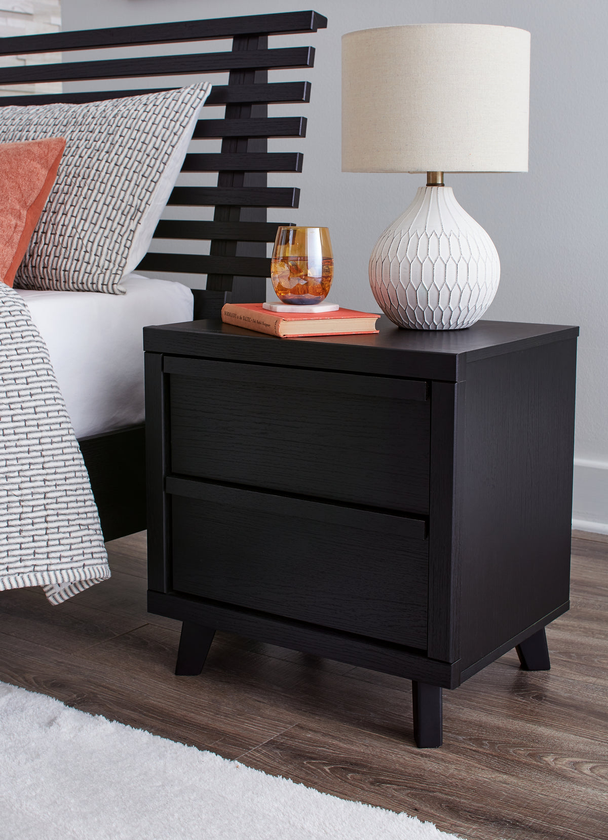J&M Furniture - Ashley Furniture - Danziar Nightstand - Two Drawer Night Stand / Black - B1013-92