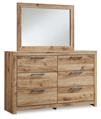 Hyanna King Panel Storage Bed with 1 Side Storage, Dresser and Mirror