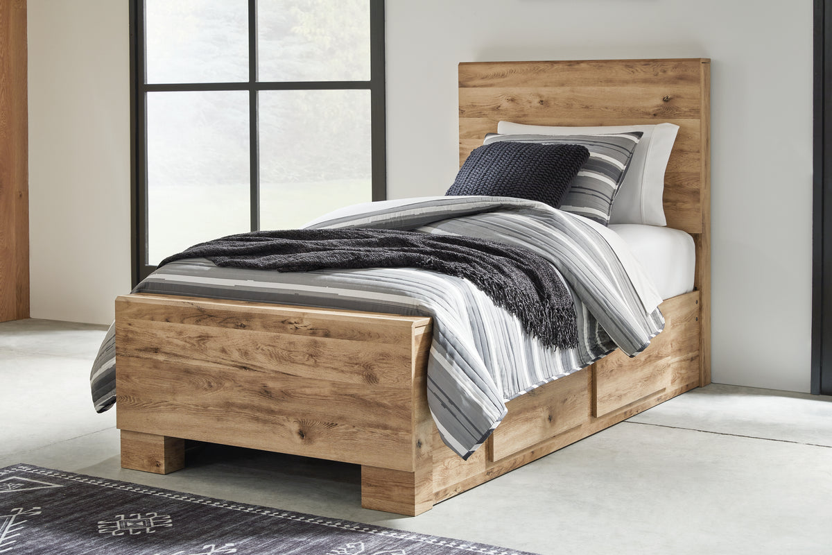 J&M Furniture - Ashley Furniture - Hyanna Twin Panel Bed with 2 Side Storage - Twin Panel Bed with 2 Side Storage / Tan Brown - B1050B28