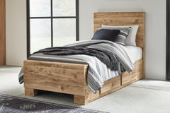 J&M Furniture - Ashley Furniture - Hyanna Twin Panel Bed with 2 Side Storage - Twin Panel Bed with 2 Side Storage / Tan Brown - B1050B28