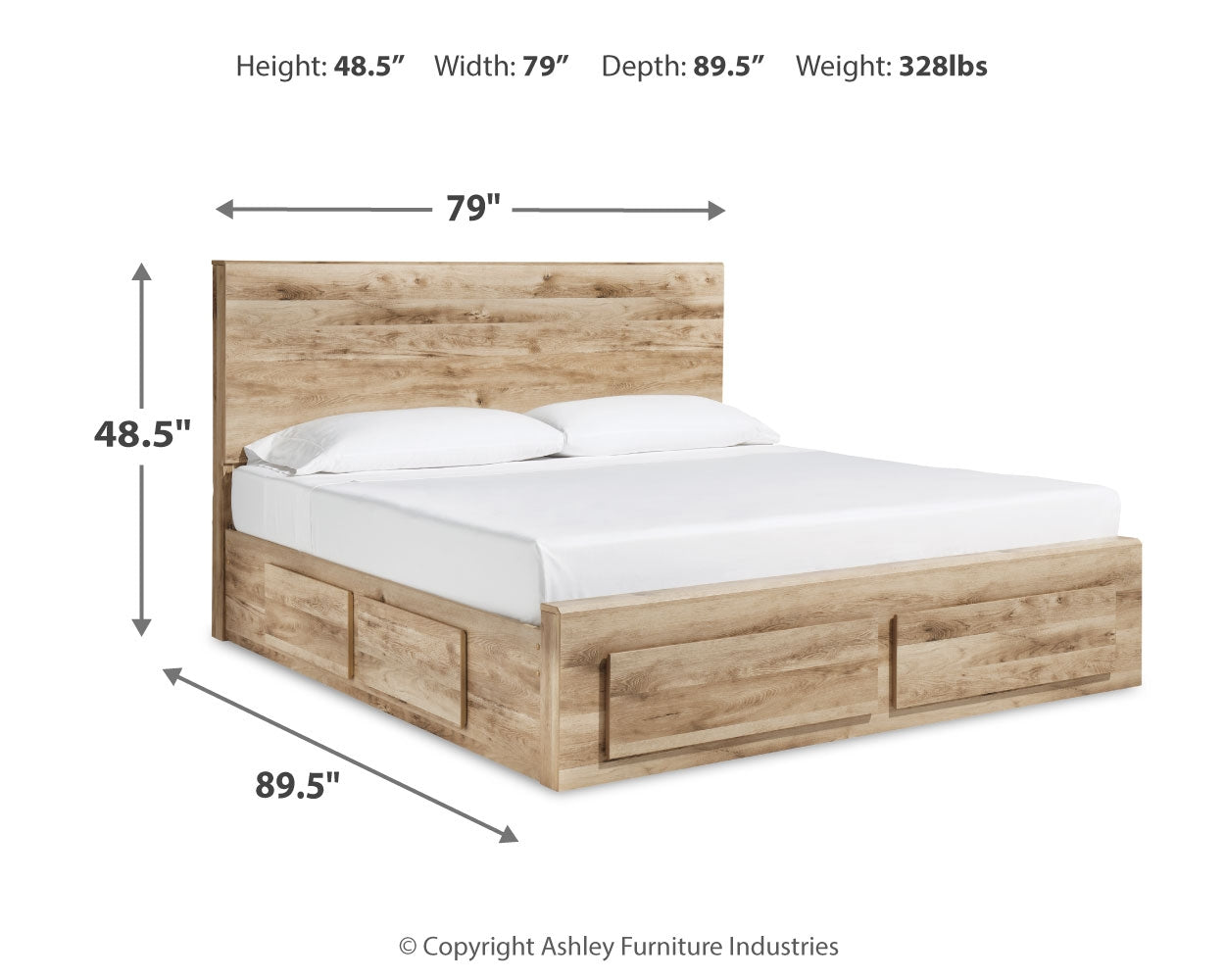Hyanna King Panel Storage Bed with 2 Under Bed Storage Drawers