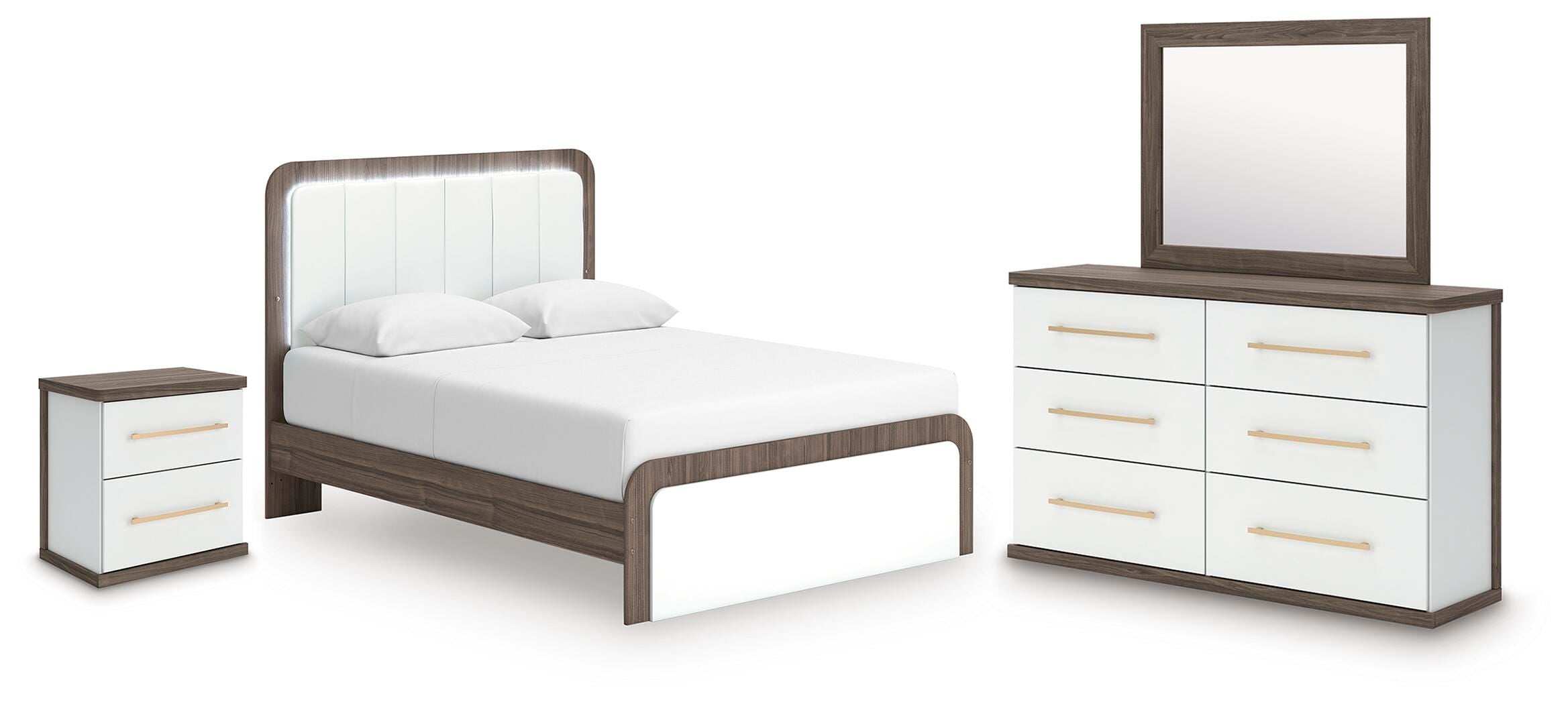 J&M Furniture - Ashley Furniture - Kendanport Queen Upholstered Bed, Dresser, Mirror and Nightstand - Queen Upholstered Bed, Dresser, Mirror and Nightstand - PCB1108B10