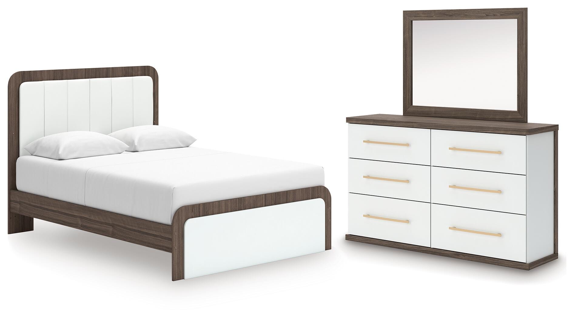J&M Furniture - Ashley Furniture - Kendanport Queen Upholstered Platform Bed, Dresser and Mirror - Queen Upholstered Platform Bed, Dresser and Mirror - PCB1108B3