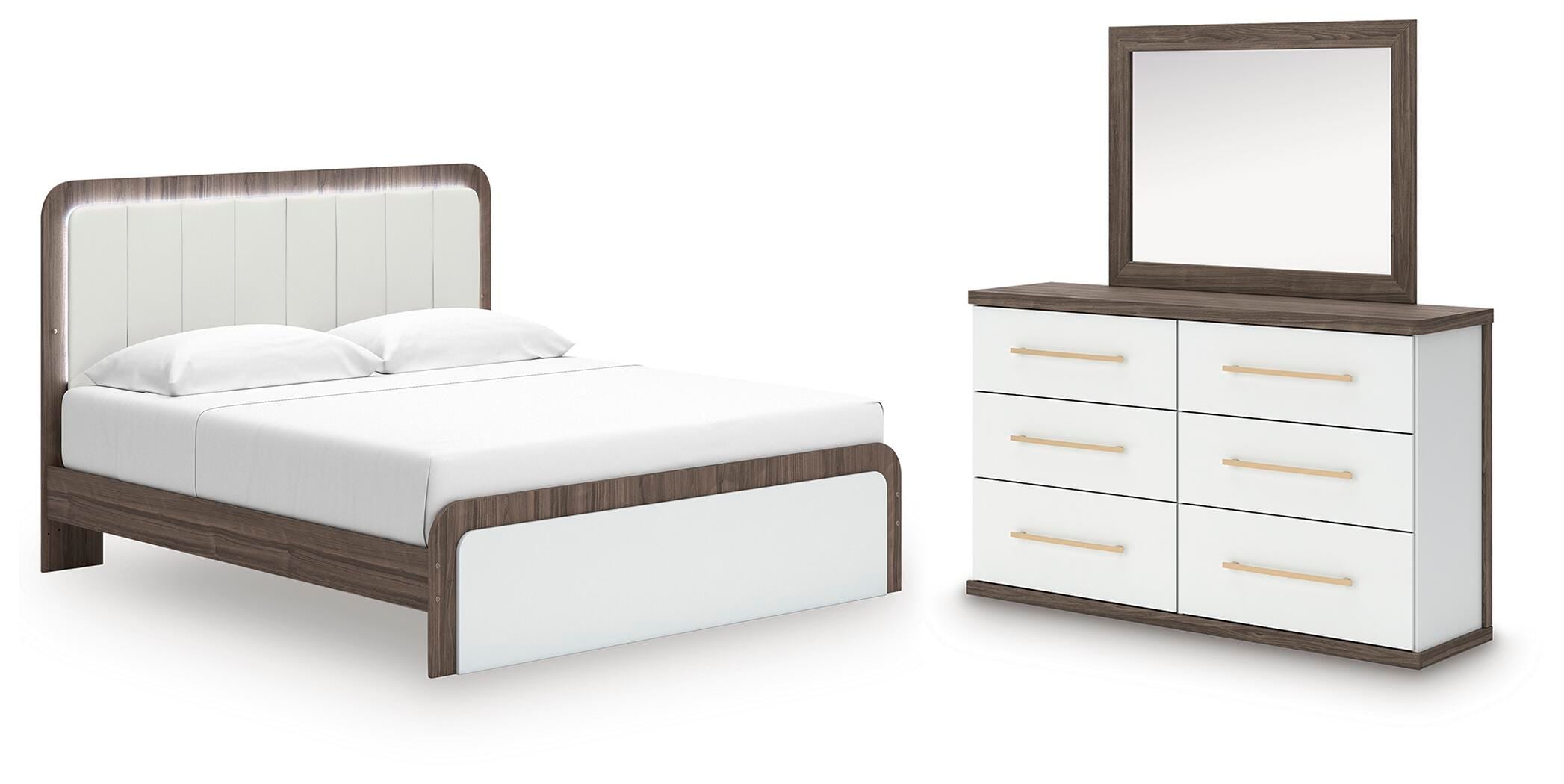 J&M Furniture - Ashley Furniture - Kendanport King Upholstered Bed, Dresser and Mirror - King Upholstered Bed, Dresser and Mirror - PCB1108B14