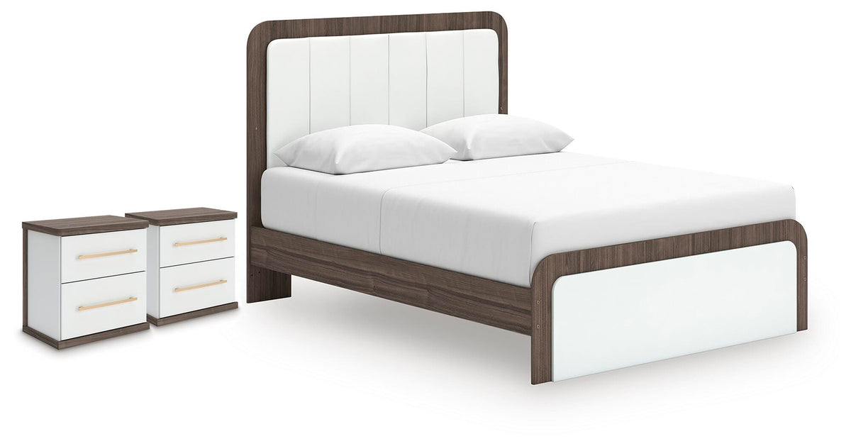 J&M Furniture - Ashley Furniture - Kendanport Queen Upholstered Bed and 2 Nightstands - Queen Upholstered Bed and 2 Nightstands - PCB1108B13