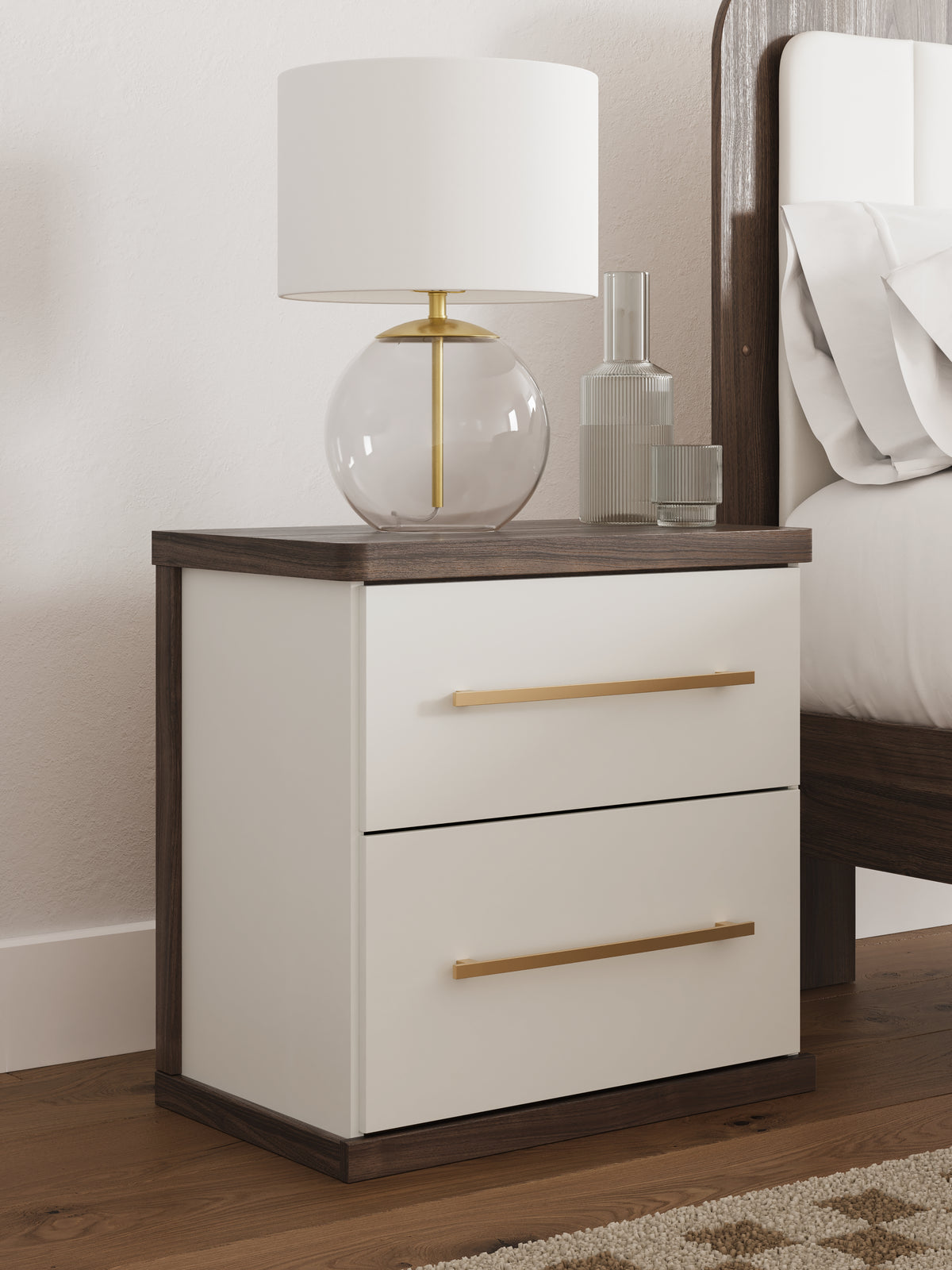 J&M Furniture - Ashley Furniture - Kendanport Nightstand - Two Drawer Night Stand / Brown/White - PCB1108-92