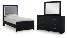 J&M Furniture - Ashley Furniture - Maeling Twin Upholstered Panel Bed, Dresser and Mirror - Twin Upholstered Panel Bed, Dresser and Mirror - PCB1115B3