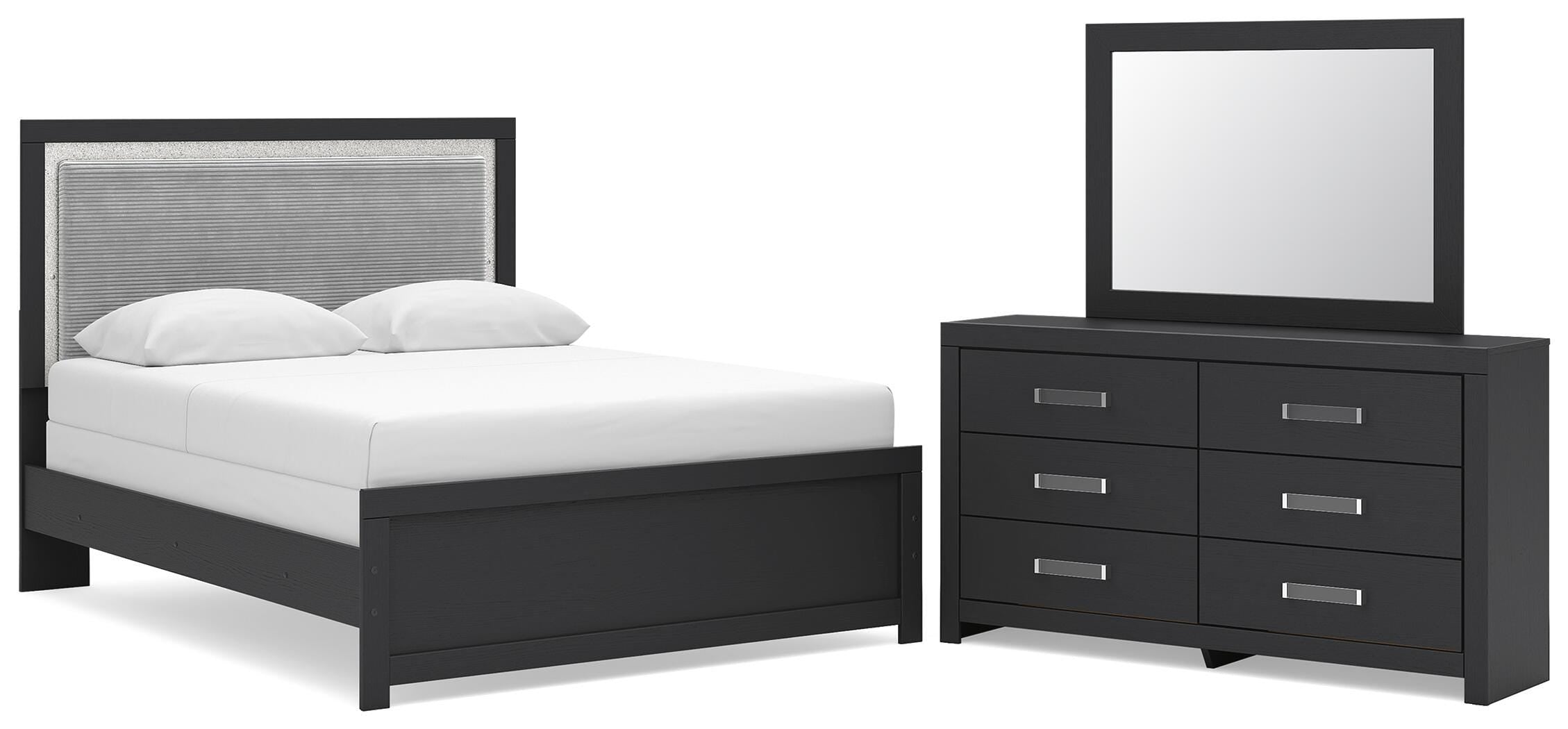 J&M Furniture - Ashley Furniture - Maeling Queen Upholstered Panel Bed, Dresser and Mirror - Queen Upholstered Panel Bed, Dresser and Mirror - PCB1115B7