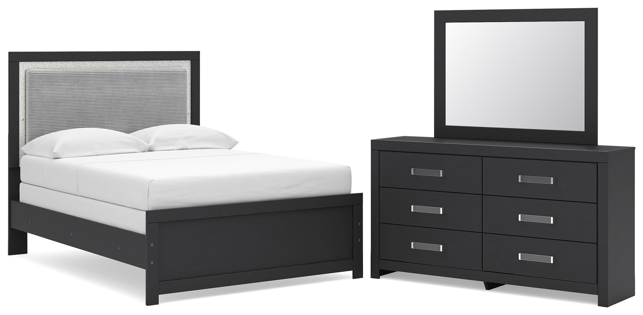J&M Furniture - Ashley Furniture - Maeling Full Upholstered Panel Bed, Dresser and Mirror - Full Upholstered Panel Bed, Dresser and Mirror - PCB1115B5