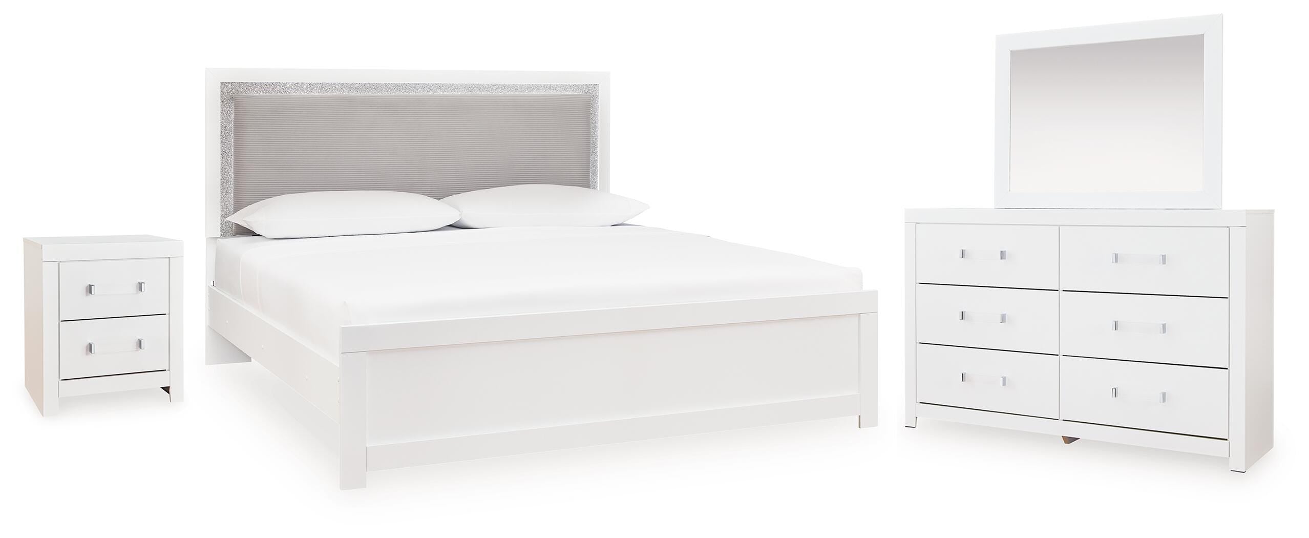 J&M Furniture - Ashley Furniture - Maeling Queen Upholstered Panel Bed, Dresser, Mirror and Nightstand - Queen Upholstered Panel Bed, Dresser, Mirror and Nightstand - PCB1119B10