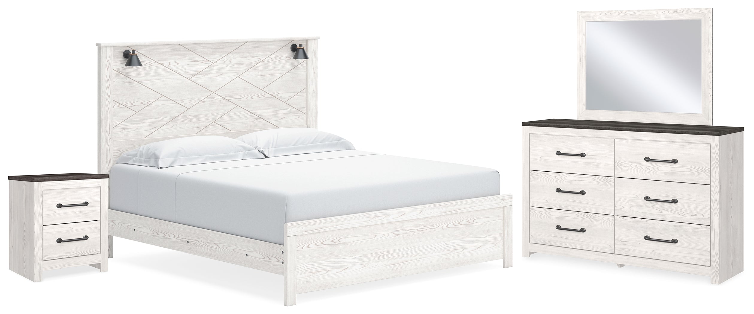 J&M Furniture - Ashley Furniture - Gerridan King Panel Bed, Dresser, Mirror and Nightstand - King Panel Bed, Dresser, Mirror and Nightstand - B1190B20