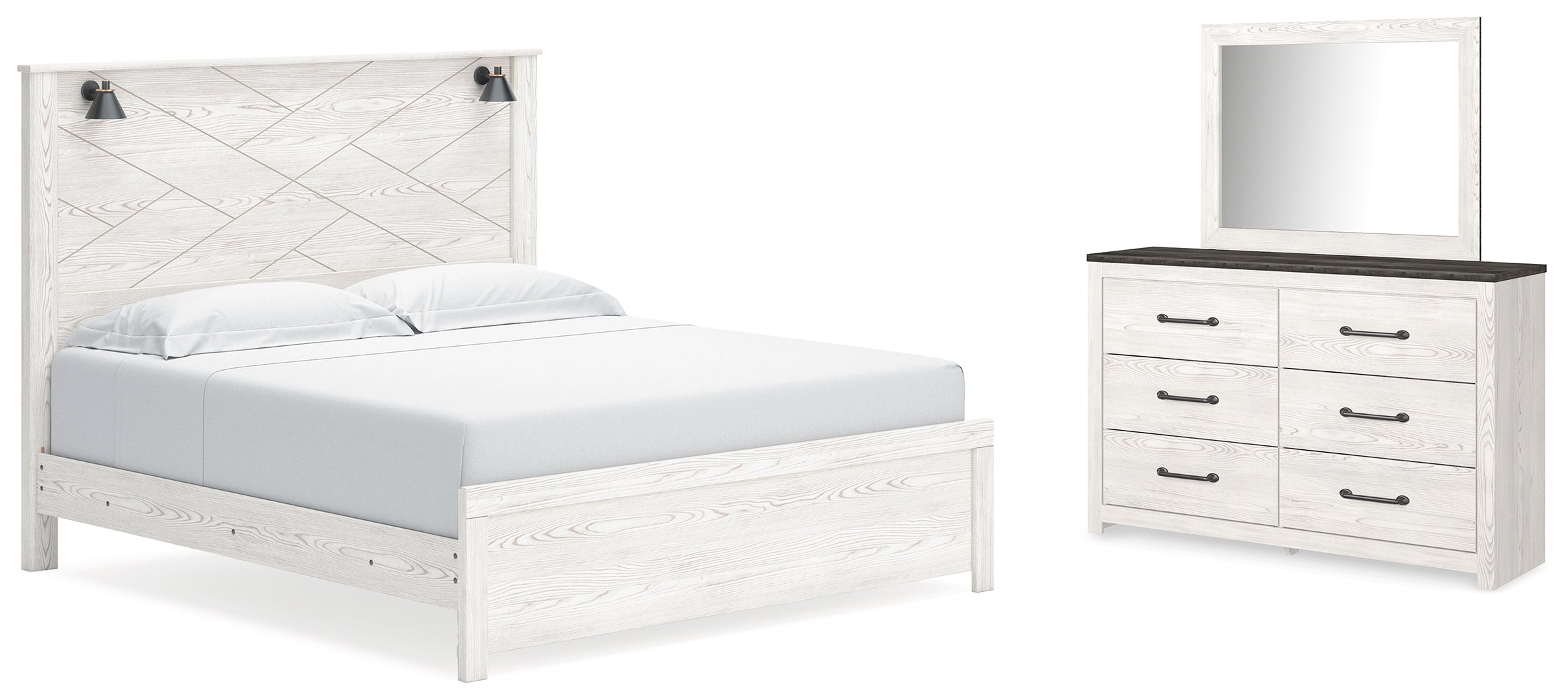 J&M Furniture - Ashley Furniture - Gerridan King Panel Bed, Dresser and Mirror - King Panel Bed, Dresser and Mirror - B1190B30