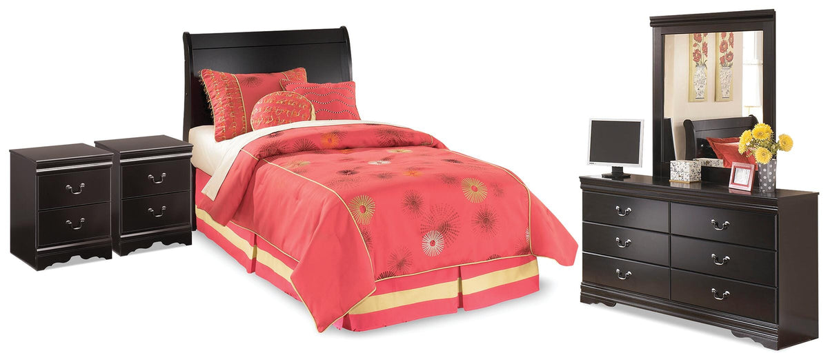 J&M Furniture - Ashley Furniture - Huey Vineyard Twin Sleigh Headboard, Dresser, Mirror and 2 Nightstands - Twin Sleigh Headboard, Dresser, Mirror and 2 Nightstands - B128B50