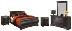 J&M Furniture - Ashley Furniture - Huey Vineyard Full Sleigh Bed with Mirrored Dresser and 2 Nightstands - Full Sleigh Bed with Mirrored Dresser and 2 Nightstands / Black - B128B11