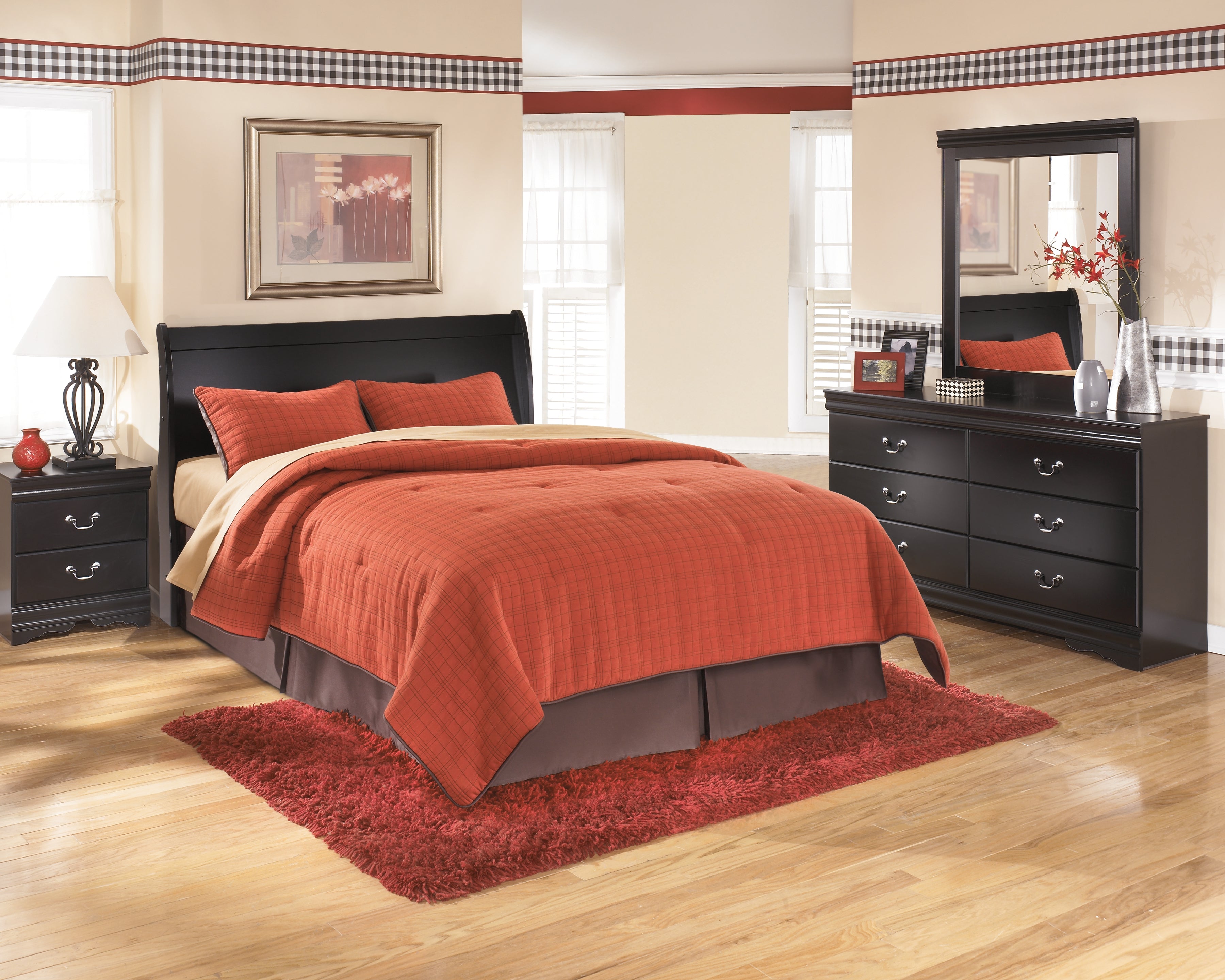 J&M Furniture - Ashley Furniture - Huey Vineyard Queen Sleigh Headboard, Dresser, Mirror and Nightstand - Queen Sleigh Headboard, Dresser, Mirror and Nightstand - B128B38