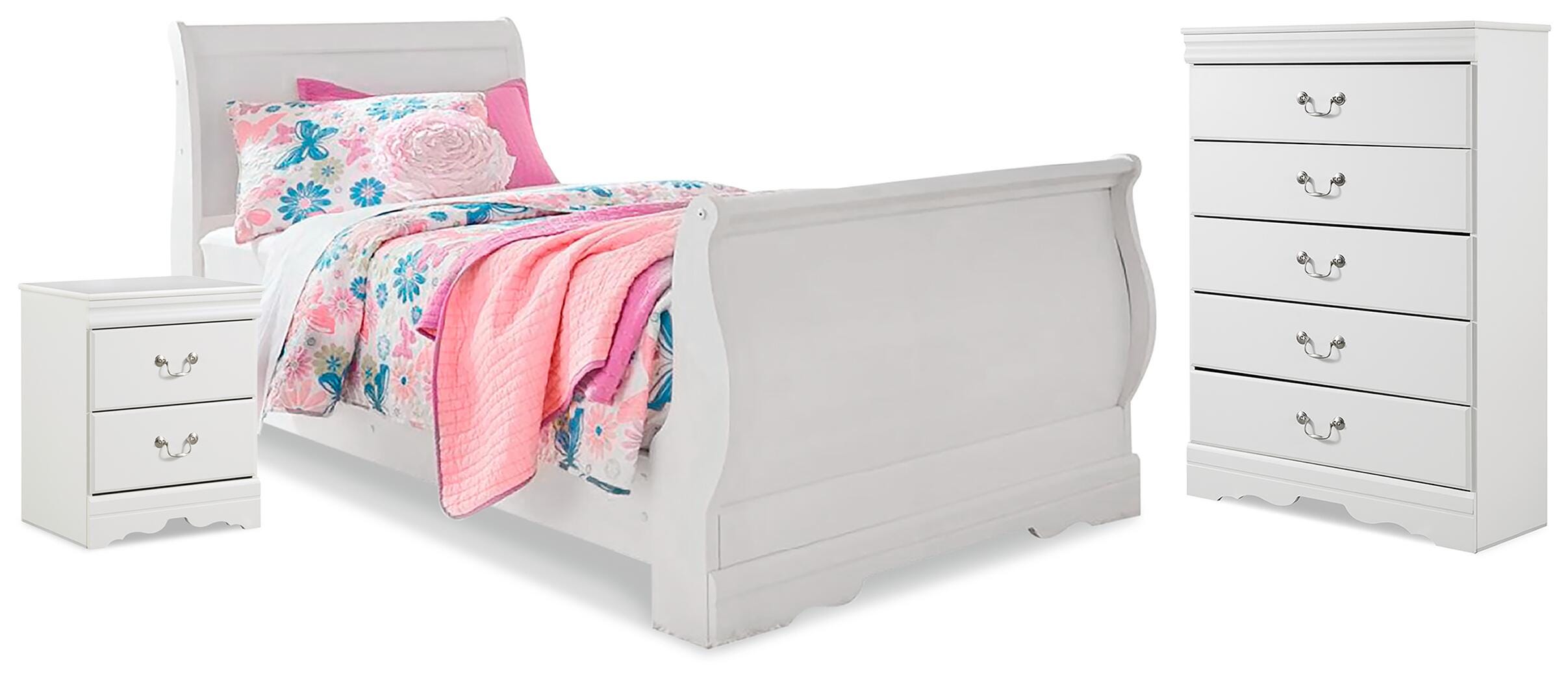 J&M Furniture - Ashley Furniture - Anarasia Twin Sleigh Bed, Chest and Nightstand - Twin Sleigh Bed, Chest and Nightstand - B129B25