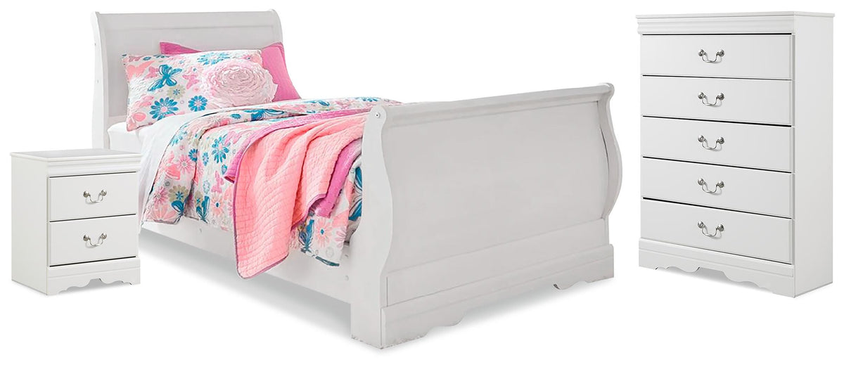 J&M Furniture - Ashley Furniture - Anarasia Twin Sleigh Bed, Chest and Nightstand - Twin Sleigh Bed, Chest and Nightstand - B129B25