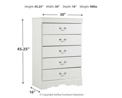 Anarasia Twin Sleigh Bed, Chest and Nightstand