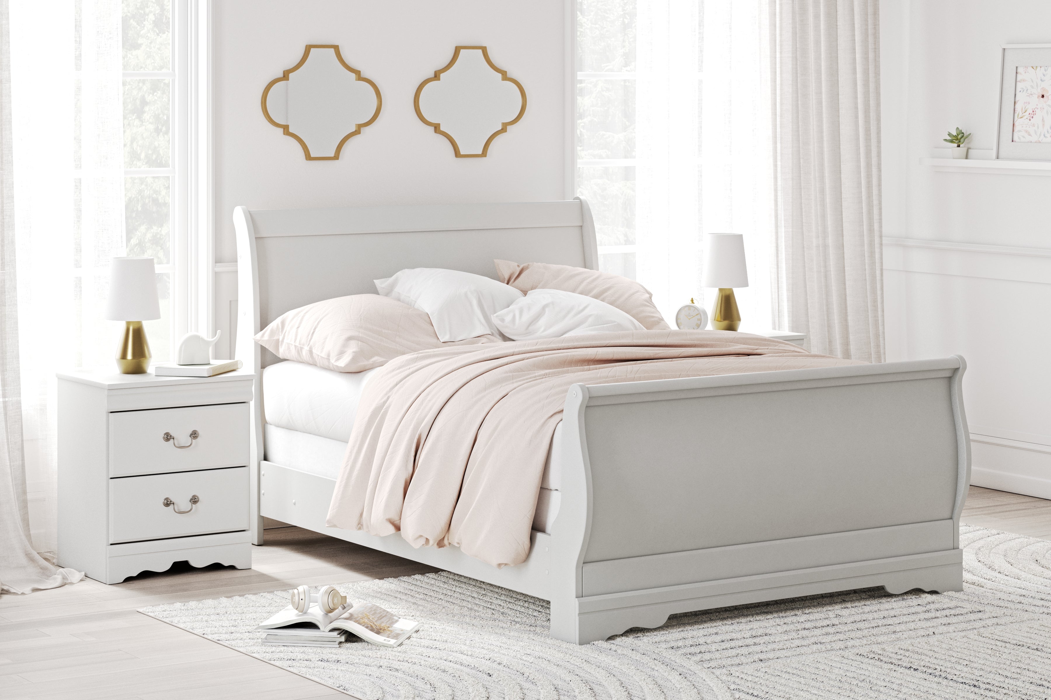 J&M Furniture - Ashley Furniture - Anarasia Full Sleigh Bed - Full Sleigh Bed / White - B129B2